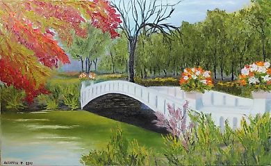 Bridge in the Park  
Canvas, oil