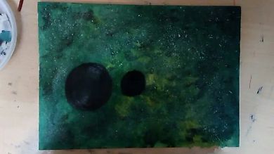 Green Nebula oil, canvas on cardboard