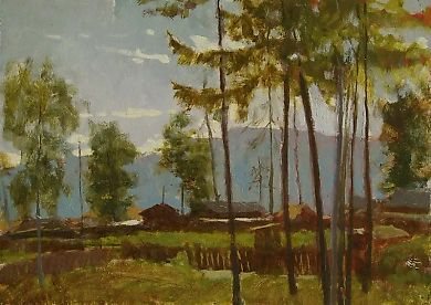 Hot Evening, fiberboard, oil