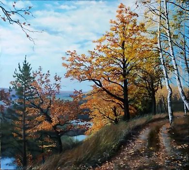 Осенняя дорога масло, холст 