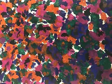 A giraffe basking in the rays of the pre-sunset sun  
Paper, gouache