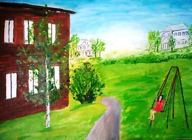 Старые дачи Бумага, масло 