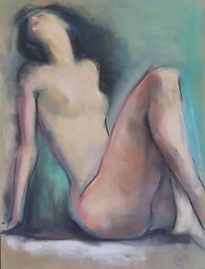 Запрокинув голову пастель,бумага