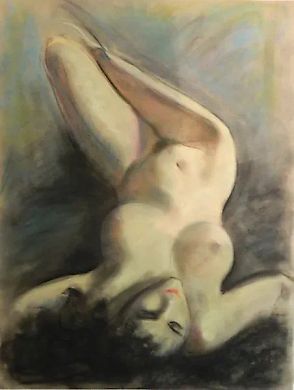 Nude figure, pastel, paper