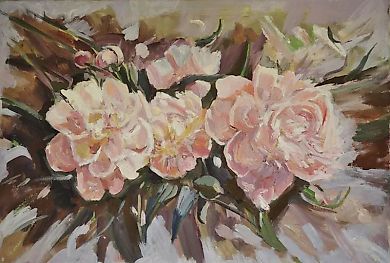 Пионы масло, холст на подрамнике 