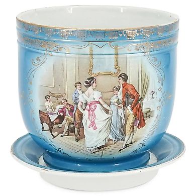 Antique Russian porcelain cachepot by M.S. Kuznetsov