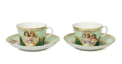 Kuznetsov porcelain cups with saucers (2 pcs.)