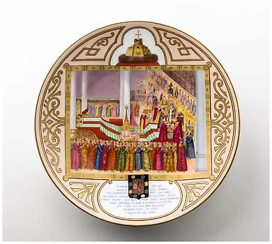 Rare commemorative plate from the Kuznetsov Porcelain Manufactory, 1913
