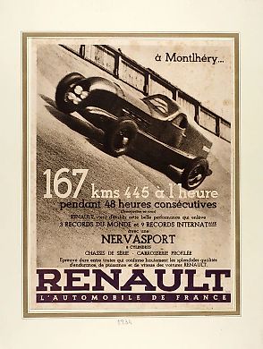 Рекламный плакат Renault, посвященный гонкам в Монлери. [Б. и.]: [1934?].