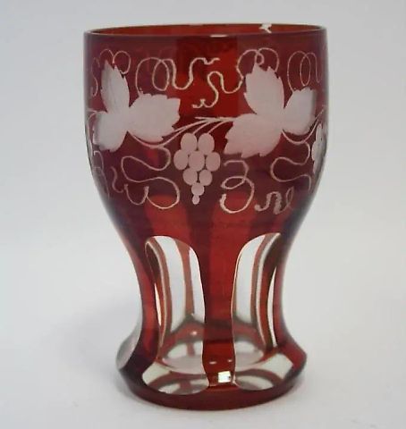GLASS with grapes Bohemia 20th century