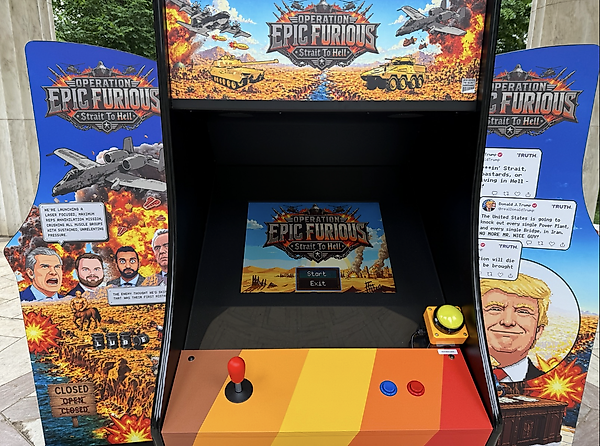 Trump Iran War Video Game Artwork Appears on National Mall