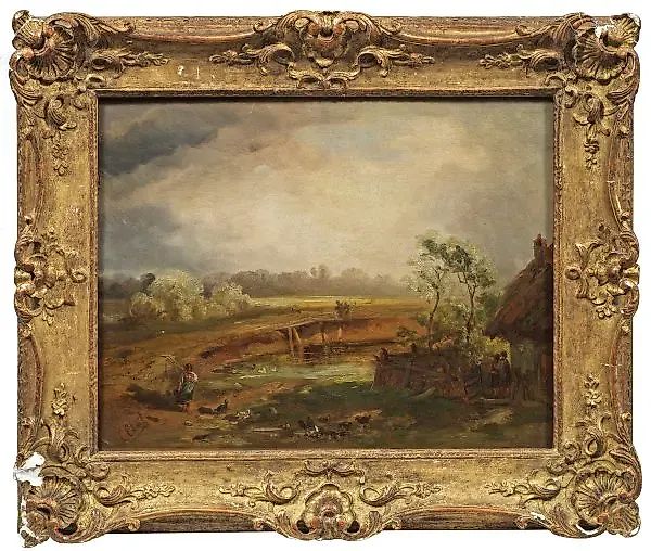 Штутгартская школа и пленэрная живопись: яркий пейзаж с деревенской идиллией