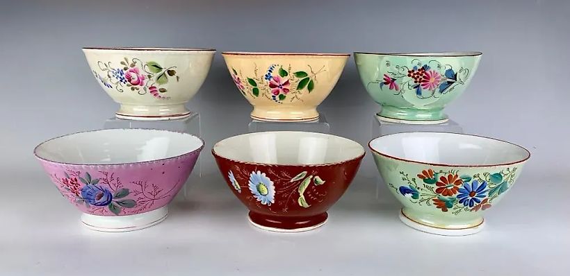 Антикварные фарфоровые чашки Кузнецова, 6 штук