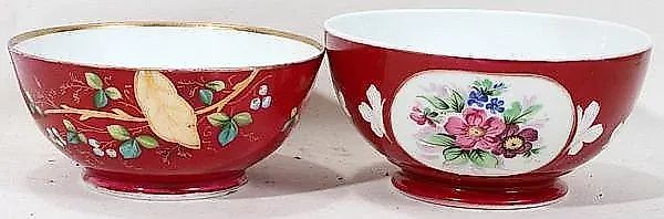 Ручная роспись фарфоровых пиал от Гарднера и Кузнецова, конец 19 века, две штуки, диаметр 7