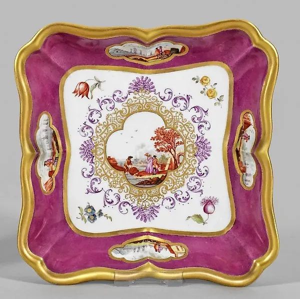 Porcelain bowl with a purple background