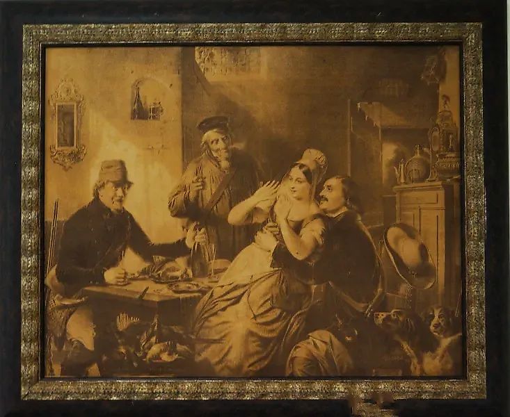 Игристое шампанское гравюра на натуральной коже