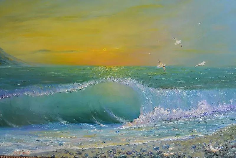 Вечерняя волна холст масло 