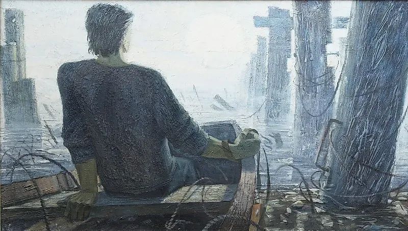 Туманное утро масло, холст