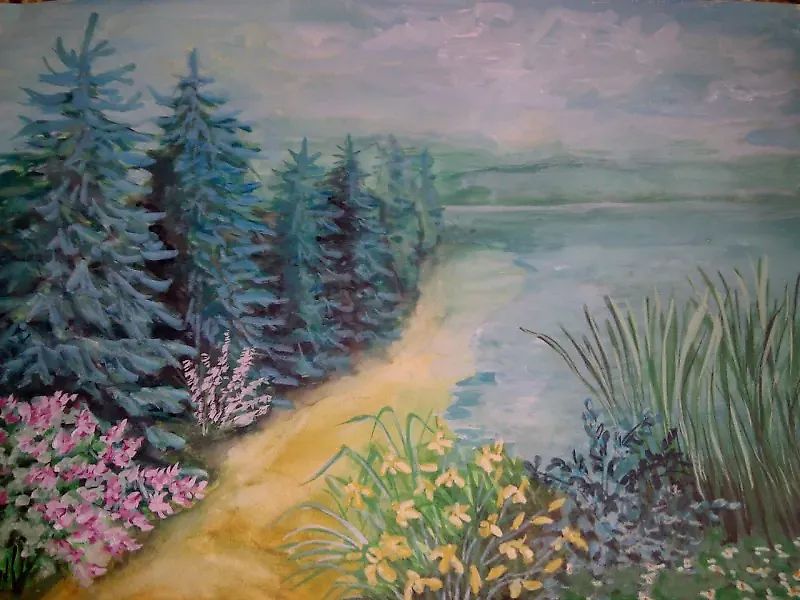 Берег акварель, бумага 