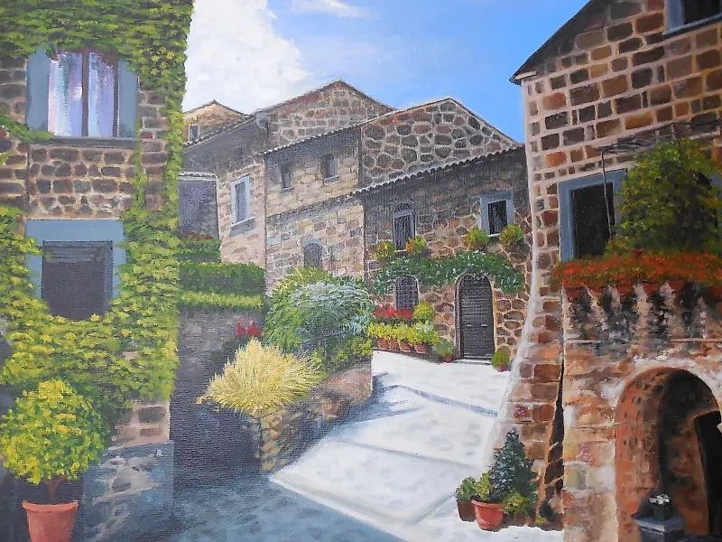 Italian Alley  
acrylic, canvas on cardboard