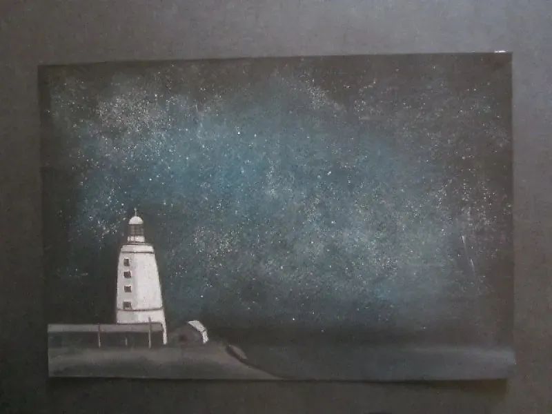 Ночной маяк сухая пастель, бумага 