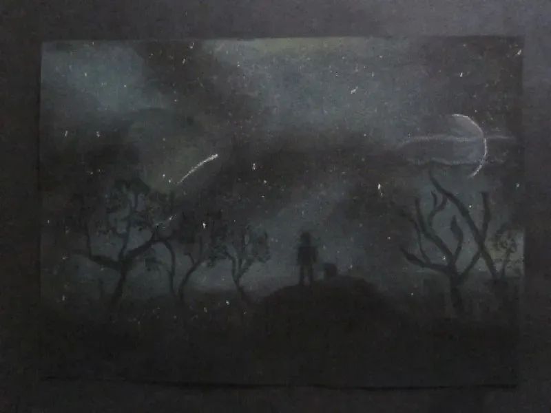 На едине с мыслями сухая пастель, бумага