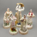 Sculptures from the 'Soviet Socialist Republics' series, sculptor N. A. Malysheva, Dulevo Porcelain Factory, 1950-60s.