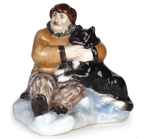 Sculpture 'Papanin with a Laika on an Ice Floe', Leningrad Porcelain Factory, sculptor - Natalya Danko (1892-1942). 1930. Porcelain, overglaze painting