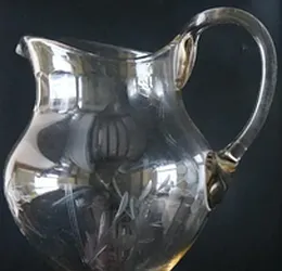 Gorgeous antique pitcher decanter + 3 glasses.