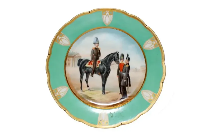 Antique Russian Porcelain Plate by Kuznetsov