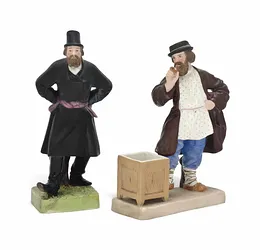 TWO RUSSIAN BISCUIT PORCELAIN FIGURES