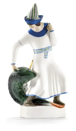 A RARE PORCELAIN FIGURE OF PISCES