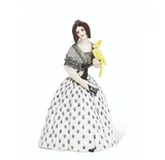 A RARE SOVIET PORCELAIN FIGURE OF A LADY WITH A PARROT (COCKATOO)