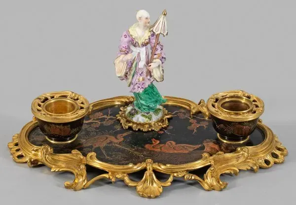 Meissen writing set with a young Chinese person.