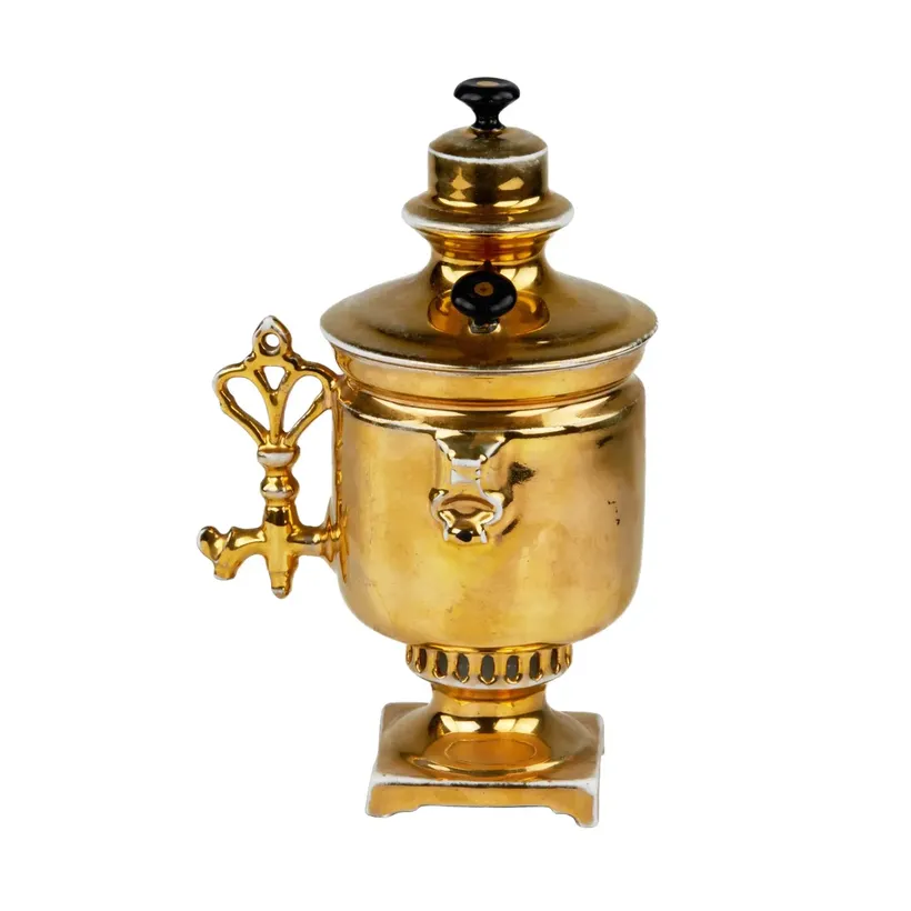 Cup with lid: Samovar. Factory of M.S. Kuznetsov.