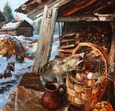 Весна  в деревне Залесье. масло, холст 