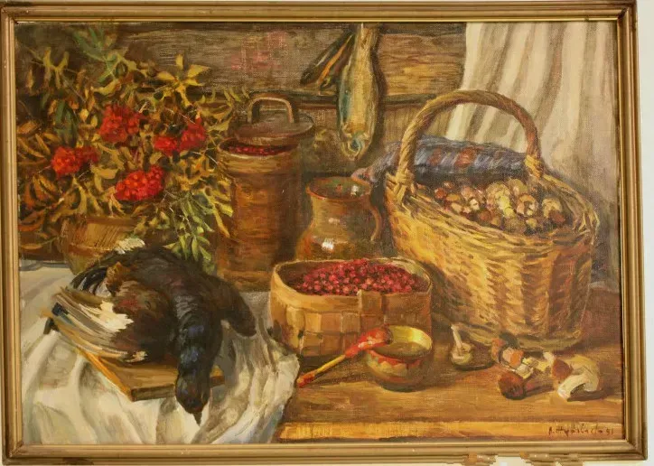 Still life with game canvas, oil