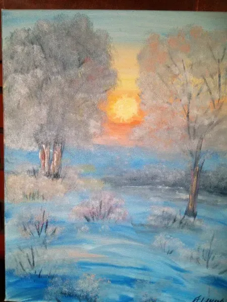 Sunset canvas, oil.