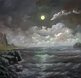 Пустынный пляж масло,холст 