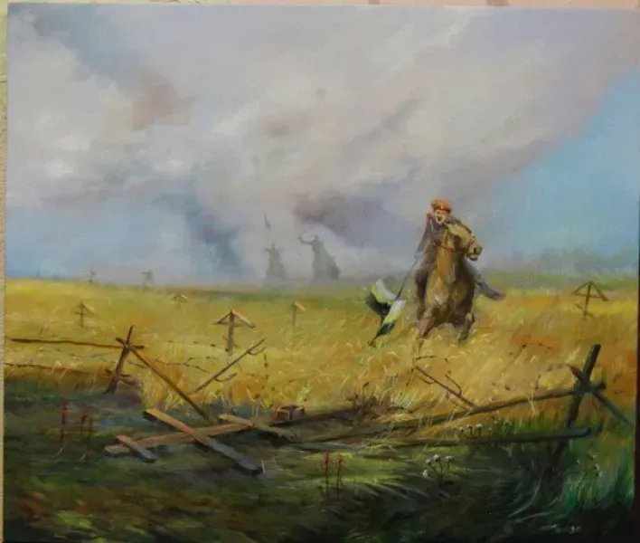 In the grip of the new war, canvas, oil (translation may not be accurate as it lacks context)