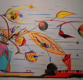 Осенний ветер бумага, карандаш 