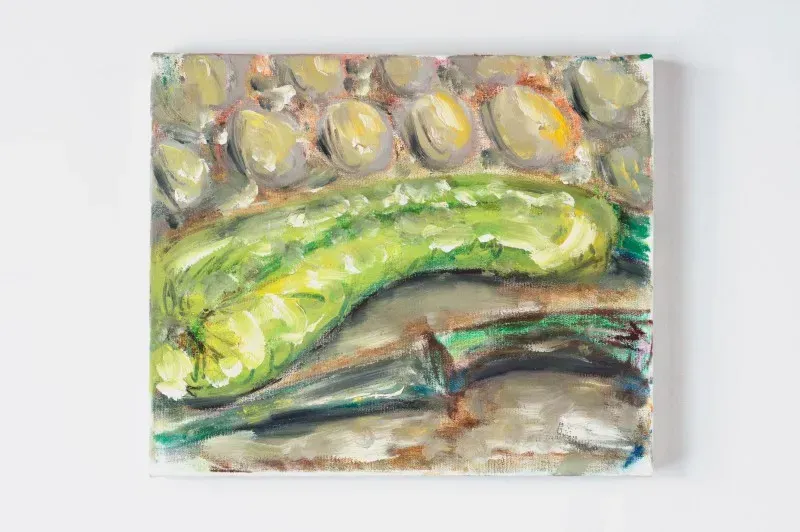 Zucchini, oil, canvas.