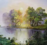 Рыбалка на рассвете Масло , холст 