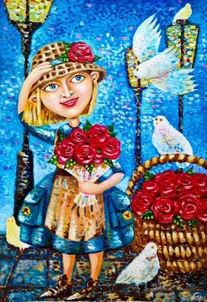 Masha and the doves acrylic