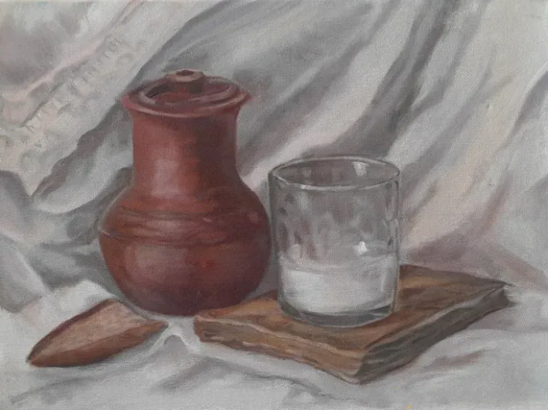 Still life with milk canvas, oil