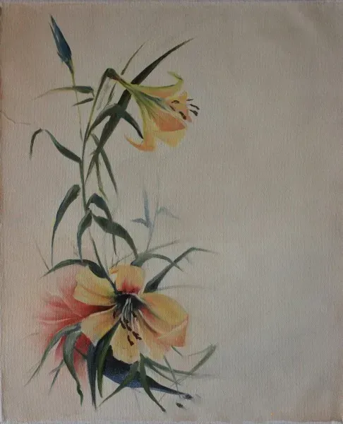 Lilies, oil on canvas