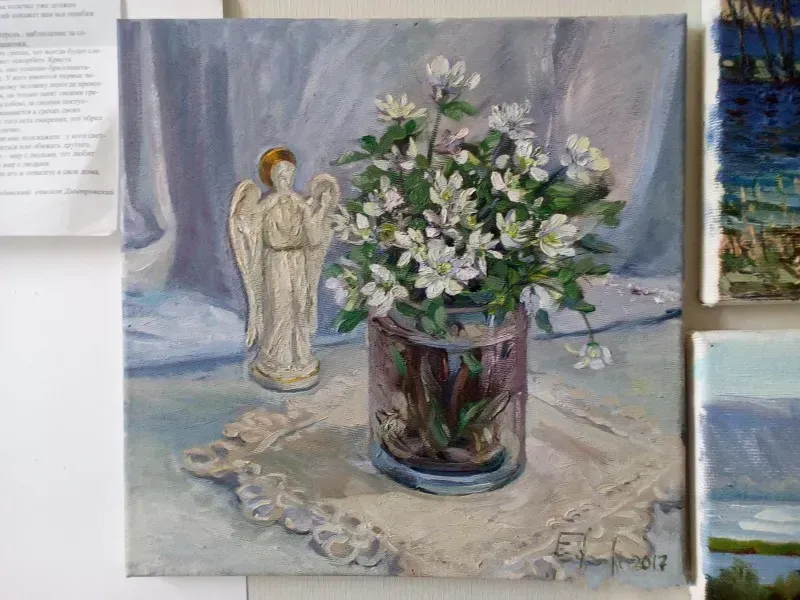 Snowdrops. Canvas, oil.