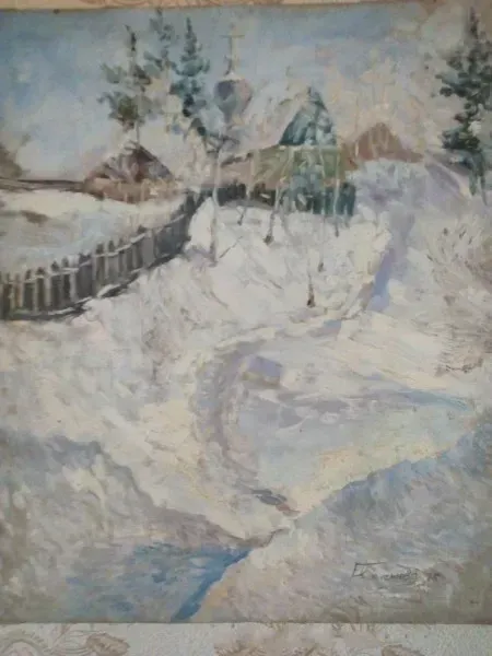 Winter. The Church in Biryusinsk. Canvas, oil.