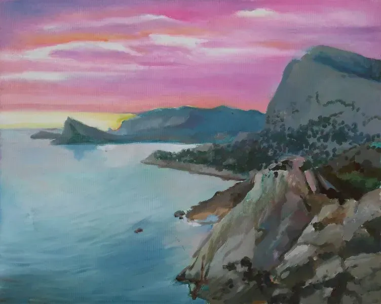 Crimea sunset oil canvas