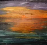 Закат масло, холст 